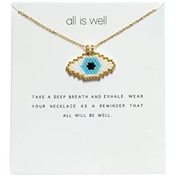 BALIBALI Miyuki Seed Beads Jewelry Evil Eye Hamsa Hand Pendant Necklace with Message Card Gift Card for Women Jewelry Gift Valentines Day Gift for Women Girls