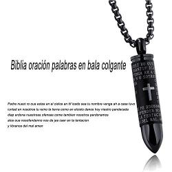 UMtrade Memorial Keepsake Cremation Urn Ashes Necklace Bullet Spanish Version Lords Prayer Pendant
