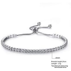 MRSXXNTY White Gold Plated Cubic Zirconia Adjustable Tennis Bracelet for Women Girls Fashion Jewelry Gift for Women Girls