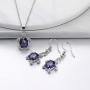 Crystal Turtle Pendant Necklace Earring Set, Cute Animal Sea Turtle Clavicle Necklace Drop Earrings Jewelry Set