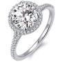 HAFEEZ CENTER 14K Solid Gold 2ct Round Brilliant Cut DEF Color Petite Moissanite Engagement Ring