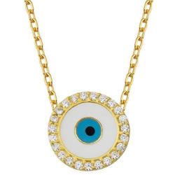 Evil Eye Necklace- Turquoise, Zirconia and Enamel Evil Eye Sterling Silver Necklace for Women- Gold Plated Pendant for Valentines Day, Birthday Jewelry Gifts for Women, Girl