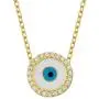 Evil Eye Necklace- Turquoise, Zirconia and Enamel Evil Eye Sterling Silver Necklace for Women- Gold Plated Pendant for Valentines Day, Birthday Jewelry Gifts for Women, Girl