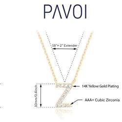 PAVOI 14K Yellow Gold Plated Cubic Zirconia Initial Necklace | Letter Necklaces for Women