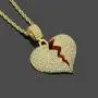 putouzip Men Broken Heart Chain Pendant,18k Gold Plated Fully Iced Out Rhinestone Rape Chain Necklace putouzip Men Broken Heart Chain Pendant,18k Gold Plated Fully Iced Out Rhinestone Rape Chain Necklace