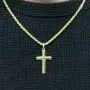 14K Gold Plated Sterling Silver Cross Pendant Italian 3mm Rope Chain Necklace - Choice of Sizes 14K Gold Plated Sterling Silver Cross Pendant Italian 3mm Rope Chain Necklace - Choice of Sizes