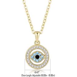 Obidos Evil Eye Pendant Necklace Turkish Rose Gold Turquoise Necklace Lucky Jewelry for Girls and Women Faith Protection Rhinestone Necklace