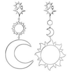 D.Rosse Women Fashion Boho Asymmetrical Hollow Star Sun Moon Drop Dangle Earring Jewelry