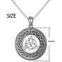 925 Sterling Silver Jewelry Oxidized Good Luck Irish Knot Celtic Medallion Round Pendant Necklace, 20 inch