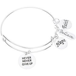 Infinity Collection Never Give Up Bracelet, Never Give Up Jewelry, Inspirational Charm Bracelet