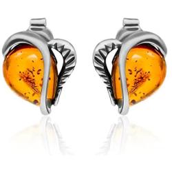 Ian and Valeri Co. Amber Sterling Silver Drop Leaf Stud Earrings