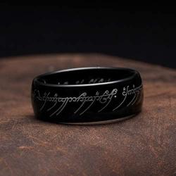 King Will 8mm Tungsten Carbide Ring for Men Black Lord of The Rings Comfort Fit High Polished
