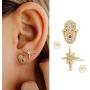 MYEARS Women CZ Stud Earrings Gold Diamond Cubic Zirconia Asymmetry 14K Gold Filled Tiny Boho Beach Simple Delicate Handmade Hypoallergenic Jewelry Gift