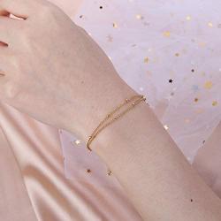 sovesi Gold Chain Bracelets for Women, Evil Eye Bracelet 14K Gold Plated Adjustable Layered Cute Bracelet Dainty Gold Beaded Bracelets for Women Jewelry