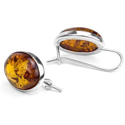 Amber Sterling Silver Oval Large Earrings