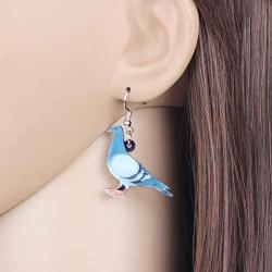 NEWEI Acrylic Pigeon Bird Earrings Big Long Drop Dangle Sweet Parrot Animal Jewelry For Women Girl Charm Gift