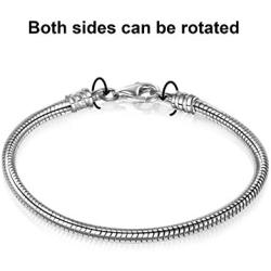 Angemiel 925 Sterling Silver Snake Chain Bracelet for European Bracelets Charms Bead