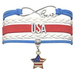 HCChanshi USA Star Bracelet Jewelry US Star Bracelet Jewelry USA American Flag Bracelet USA Gifts for Women, Girls, Men, Boys, American Flag Gifts, USA Flag Gifts