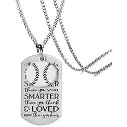 MIAOGIFT Basketball Player Pendant Dog Tag Necklace Inspirational Always Remember You are Braver to My Son/Daughter Family Friend Gift Sports Jewelry Baseball Necklace