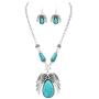 Rosemarie Collections Women’s Statement Teardrop Turquoise with Angel Wings Necklace Earrings Set