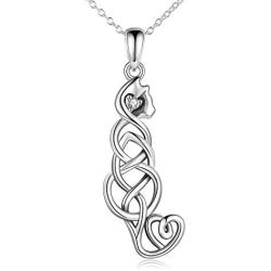 ONEFINITY Sterling Sliver Cat/Horse/Wolf/Dog Necklace Irish Celtic Knot Cat/Horse/Wolf Necklace Viking Jewelry Gifts for Women Men Her