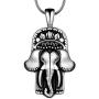 Hamsa Hand Necklace Mens 316L Stainless Steel Hand of Fatima Pendant 18k Gold/Black Gun Plated Path of Symbols Lucky Amulet Jewelry