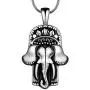 Hamsa Hand Necklace Mens 316L Stainless Steel Hand of Fatima Pendant 18k Gold/Black Gun Plated Path of Symbols Lucky Amulet Jewelry