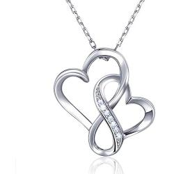 Billie Bijoux Silver Necklaces for Women 925 Sterling Silver Infinity Heart Love Diamond Pendant Neckalce Gift for Women Girls Girlfriends Valentines Day Mothers Day