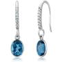 Gem Stone King 925 Sterling Silver London Blue Topaz Gemstone Birthstone Dangle Earrings (3.00 Cttw Oval 8X6MM)