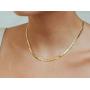 U/D Gold Plated Snake Chain Necklace Bracelet 5MM Flat Herringbone Choker Dainty Adjustable 16Inch Necklace for Women
