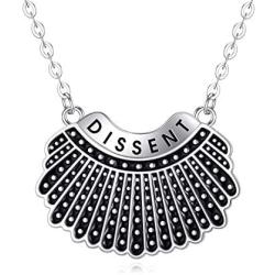 RBG Dissent Pendant Necklace Sterling Silver RBG Necklace Gifts Jewelry for Mothers Women Fans of Ruth Bader Ginsburg