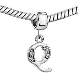 Third Time Charm Dangle A-Z Letter Initial Charm Clear Alphabet Beads for Charm Bracelets