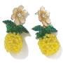 Crystal Fruit Dangle Earrings Rhinestone Strawberry Pineapple Drop Earrings Cherry Hoop Earrings Bohemia Flower Tropical Colorful Fruit Stud Earrings for Women Girls Summer Holiday Jewelry