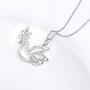 S925 Sterling Silver Jewelry Animal in Heart Pendant Necklace 18 inches