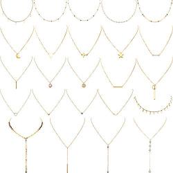 24 Pieces Layered Necklace Multilayer Choker Necklace Tiered Chokers Necklace Charm Pendant Necklace for Women Girls