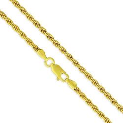 925 Italian Sterling Silver 1mm - 5.5mm Solid Rope Diamond Cut Chain, FREE Microfiber Cloth, Yellow Gold Plated Link Necklace & Bracelet, Giorgio Bergamo