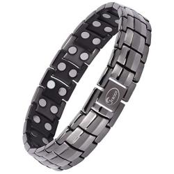 Titanium Magnetic Bracelet,Magnetic Therapy Titanium Magnetic Bracelet for Pain Relief Magnetic Bracelet Men (Gunmetal Gray)