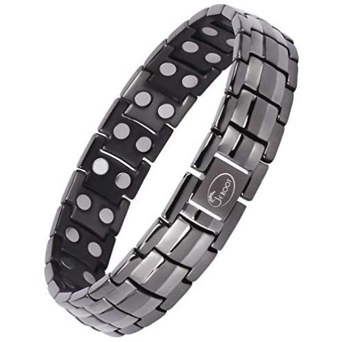 Titanium Magnetic Bracelet,Magnetic Therapy Titanium Magnetic Bracelet for Pain Relief Magnetic Bracelet Men (Gunmetal Gray)