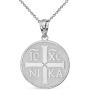 Sterling Silver Christogram Symbol IC XC NIKA Jesus Christ Conquers Medallion Necklace