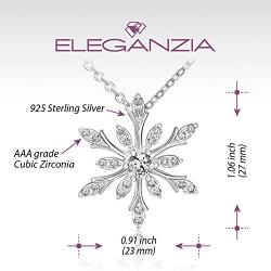 ELEGANZIA Snowflake Necklace for Women Sterling Silver Jewelry Sparkling Cubic Zirconia for Teenage Girls Mom Girlfriend