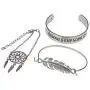 Solememo Vintage Retro Bohemian Design Antique Silver Tone Bracelet Set, Be Brave Feather and Dreamcatcher Set of 3 Bangles, Friendship Gift Solememo Vintage Retro Bohemian Design Antique Silver Tone Bracelet Set, Be Brave Feather and Dreamcatcher Set of 3 Bangles, Friendship Gift