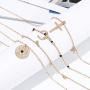 Acedre Boho Heart Cross Choker Necklace Moon Crescent Layered Necklaces Gold Bar Key Necklace Chains Adjustable Neck Jewelry Accessory for Women and Girls (C)