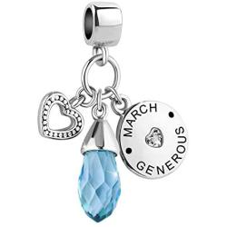 ShinyJewelry Teardrop Synthetic Crystal Birthstone Heart Love Birthday Charm Bead for Bracelet
