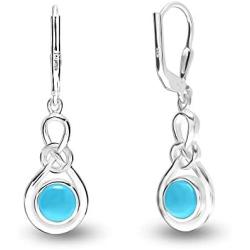 LeCalla Flaunt Sterling Sliver Jewelry Leverback Celtic Knot Earrings for Women (Gemstone Birthstone Round 6MM)
