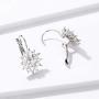BAMOER 18K Rose Gold Plated Cubic Zirconia Snowflake Lever Back Earrings Necklace Set for Women CZ Jewelry Set