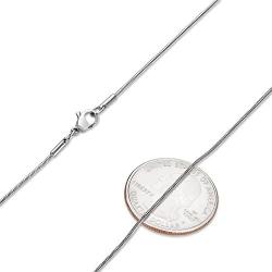 The Bling Factory 1mm High-Polished Stainless Steel Round Snake Chain Necklace