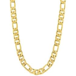 STRUCTURE BY NES 24K Yellow Gold Plated Brass Polished Figaro Mens Chain Necklace