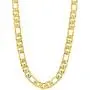 STRUCTURE BY NES 24K Yellow Gold Plated Brass Polished Figaro Mens Chain Necklace