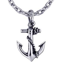 Anchor Necklace - Heavyweight Anchor Pendant Crafted in Sterling Silver with 24'' Necklace Chain