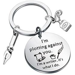 CENWA Writer Gift Writer Keychain Im Plotting Against You Keychain Gifts for Writer, Novel Writer, Author